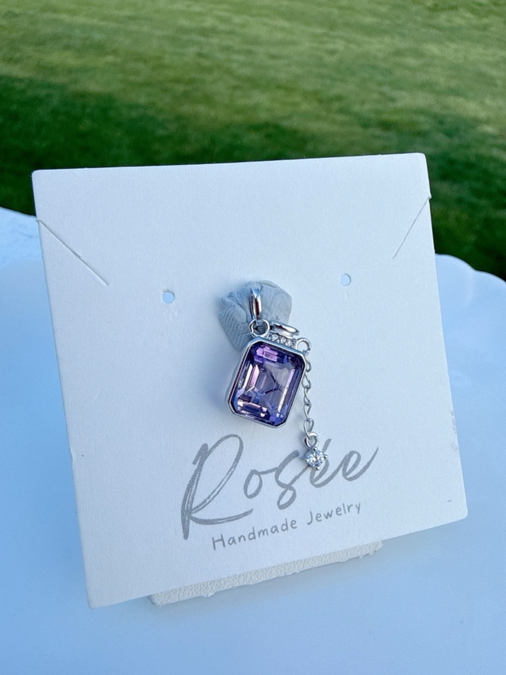 SGP30 S925 Stamped Natural Amethyst Perfume Bottle Pendant - Picture 4 of 7